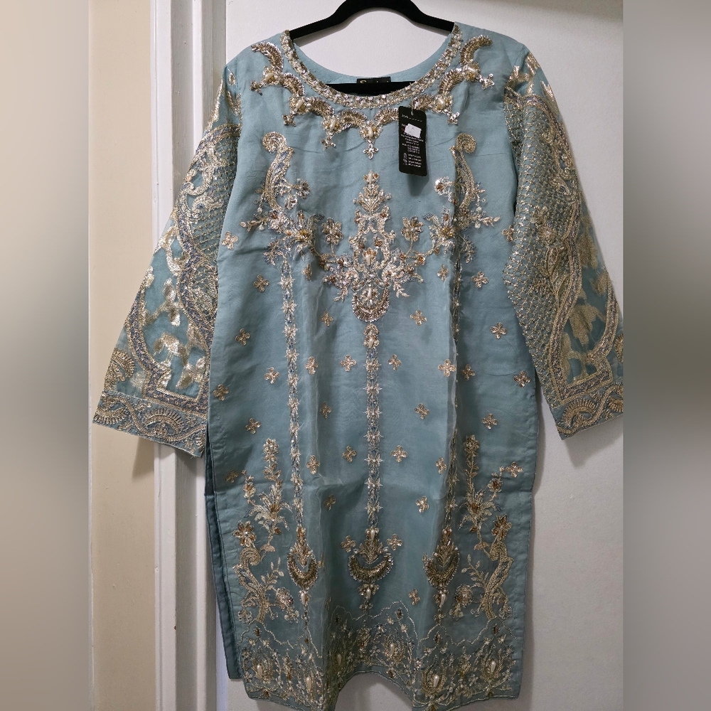 Blue and Gold Sharara 3PC